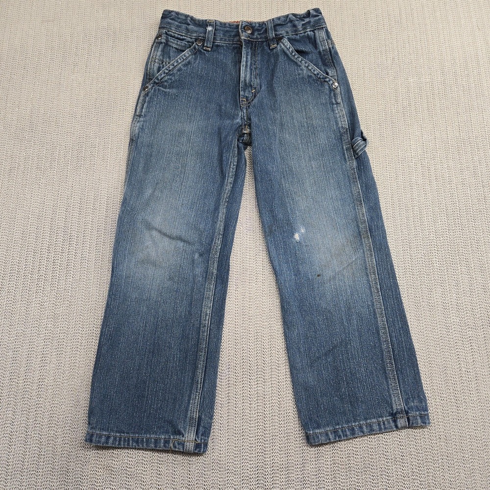 Levis Workwear Jeans Boys 7X Regular Blue Distressed Denim Carpenter 24x20